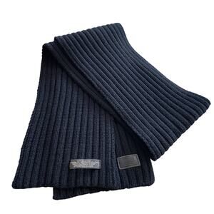 COACH Leatherware Black Lambswool Cashmere Blend Ribbed Muffler Scarf Unisex